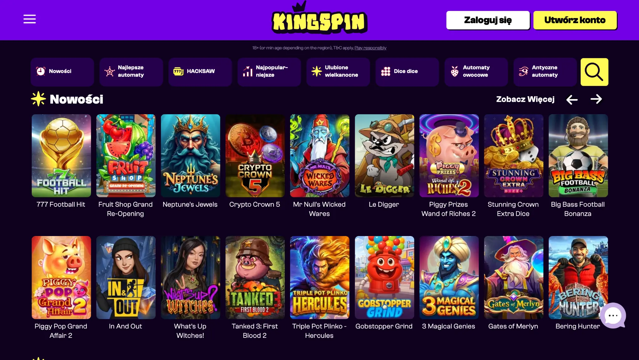 Gry hazardowe w Kingspin
