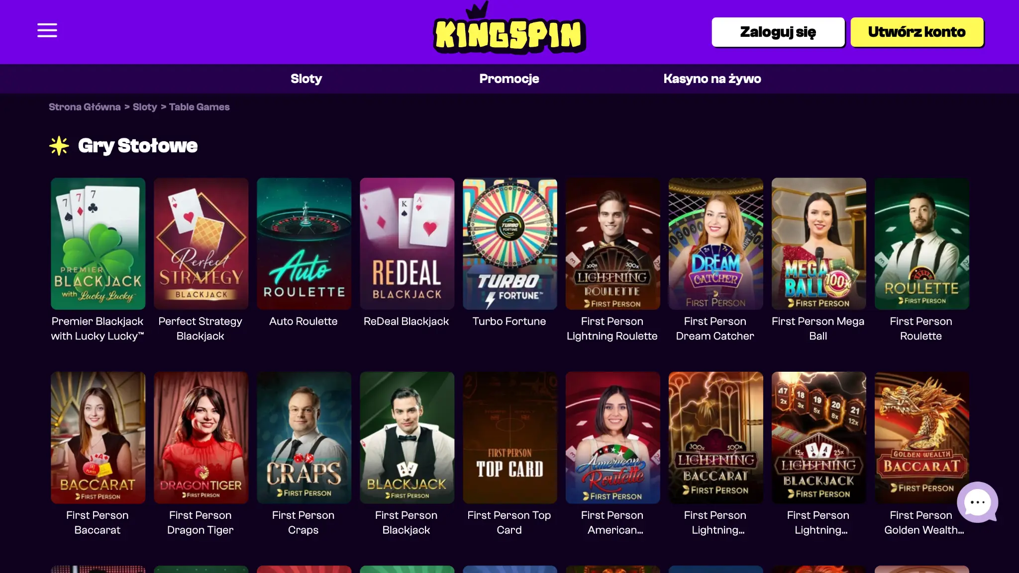 Gry stolowe w kingspin