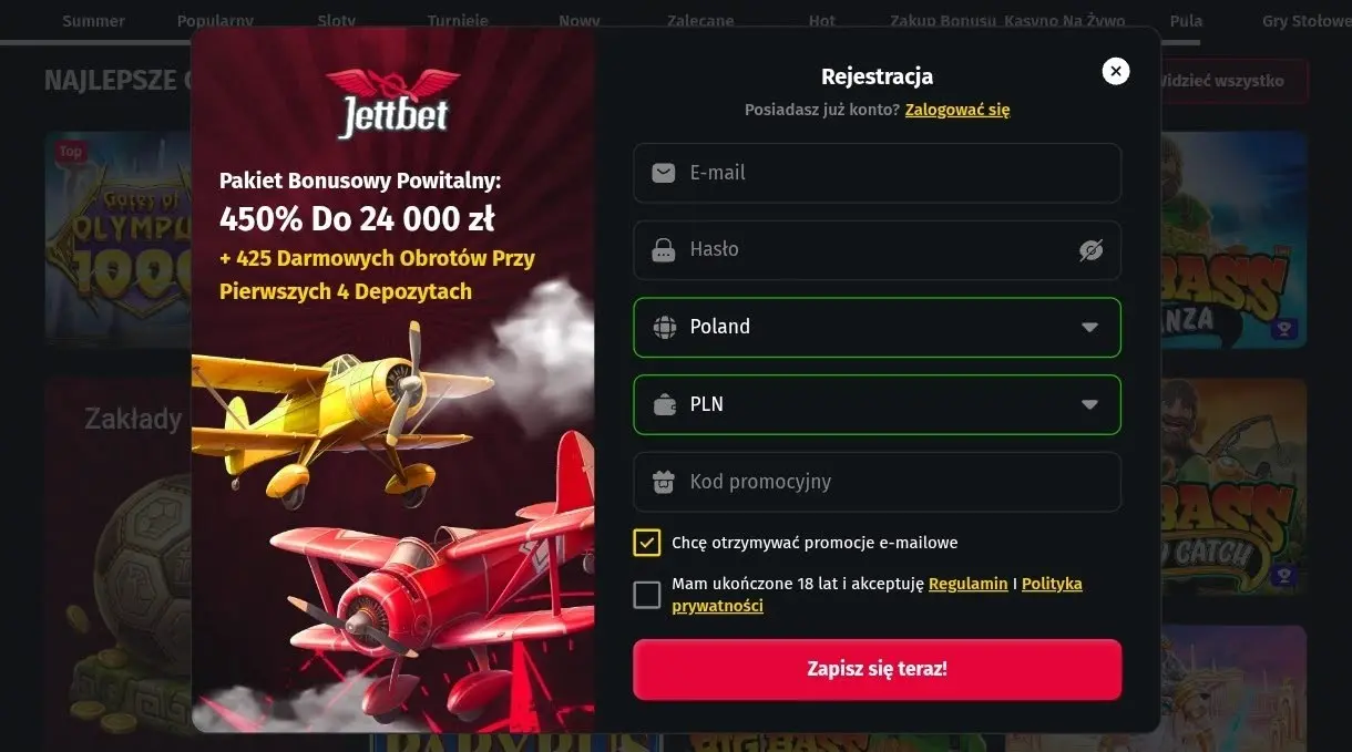 JettBet Casino rejestracja