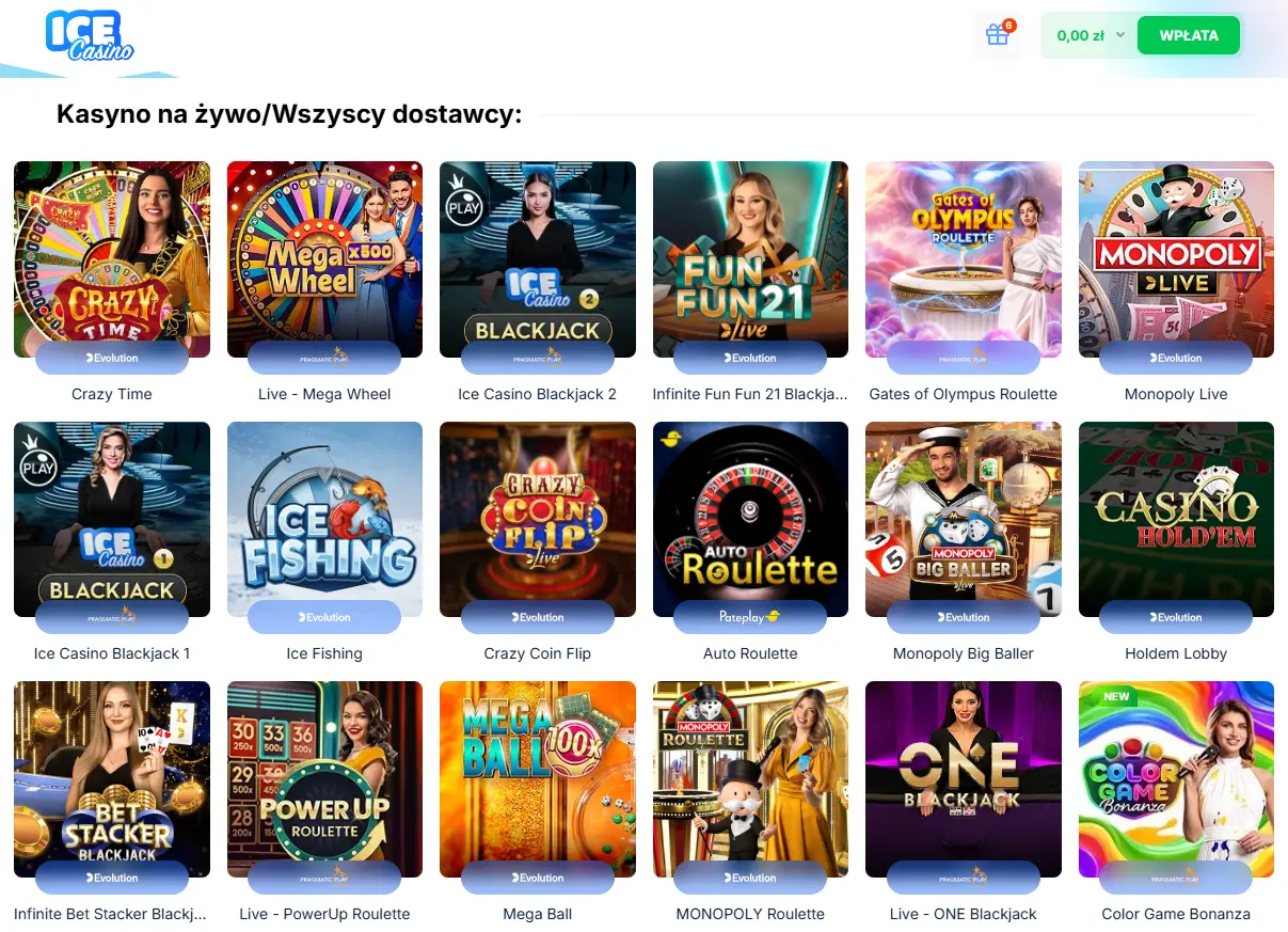 Kasyno na zywo w ice casino
