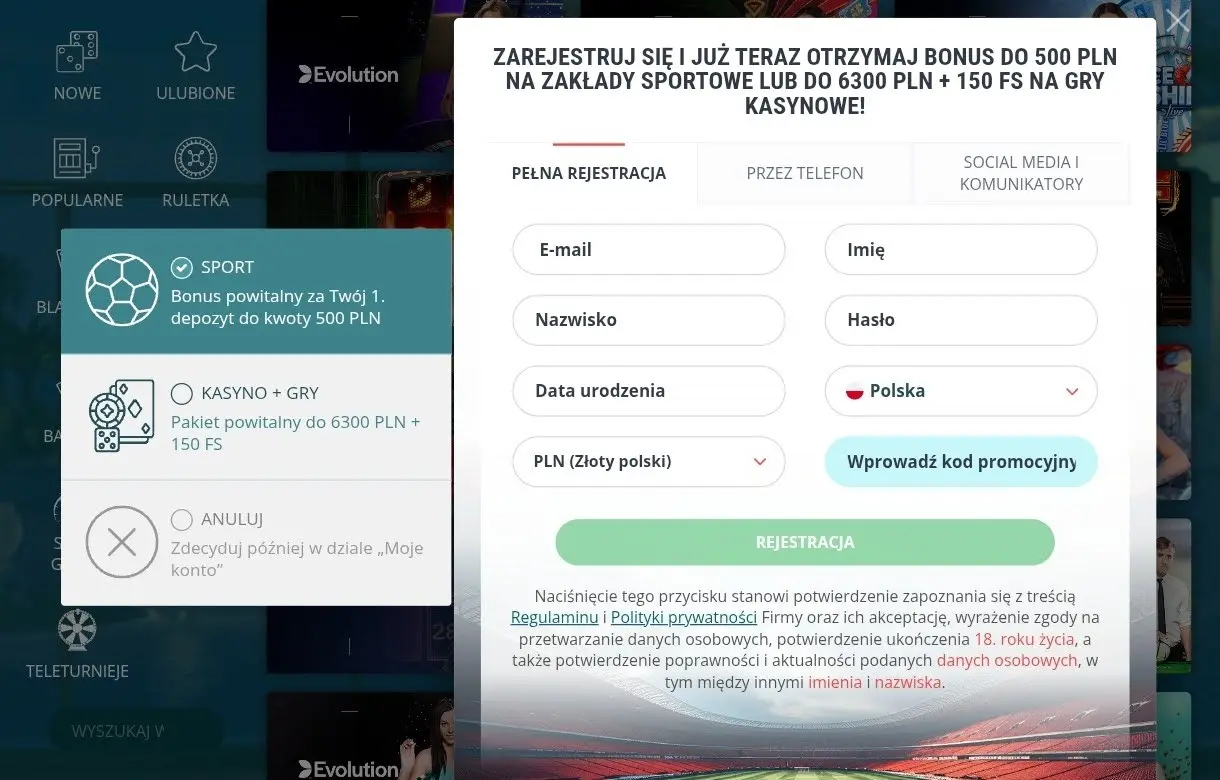 Rejestracja w 22bet