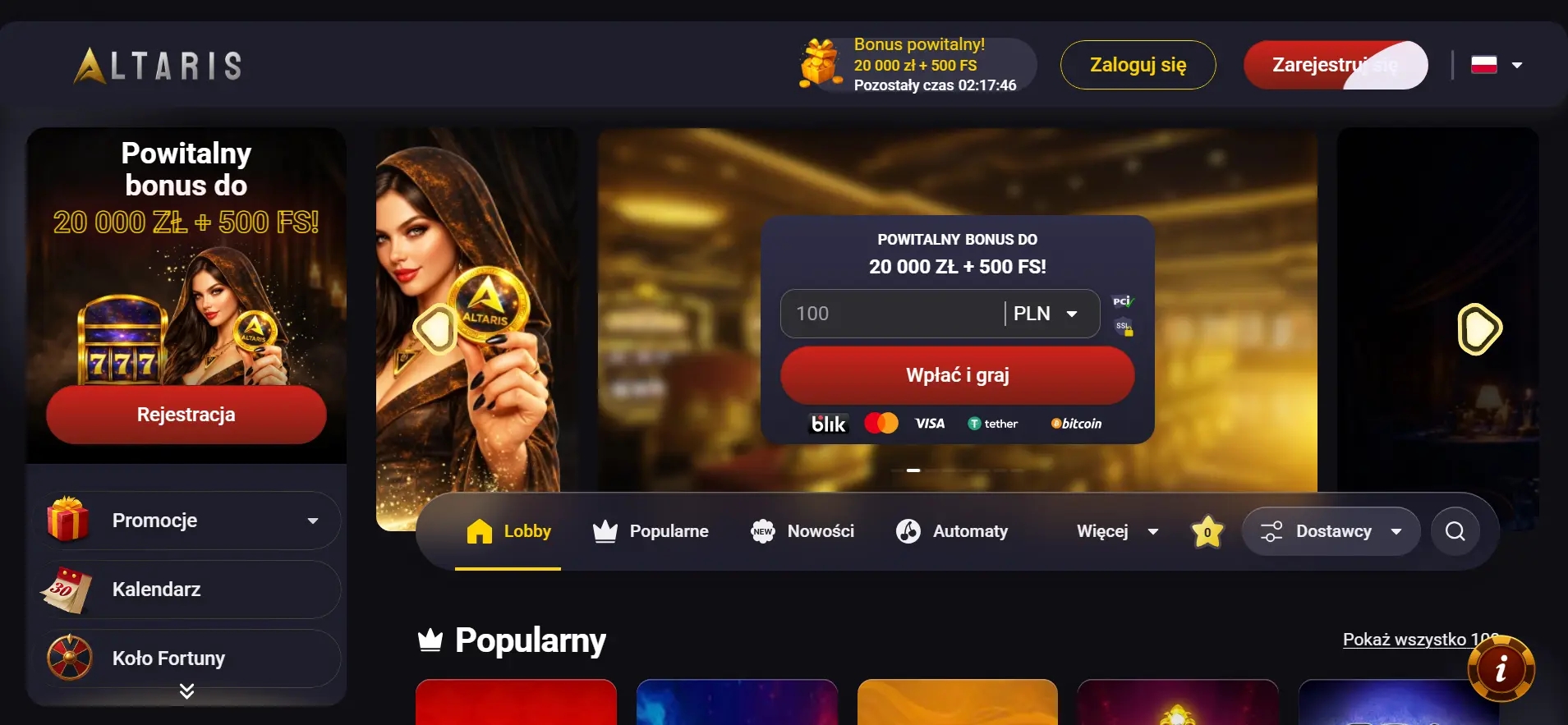 Rejestracja w Altaris Casino
