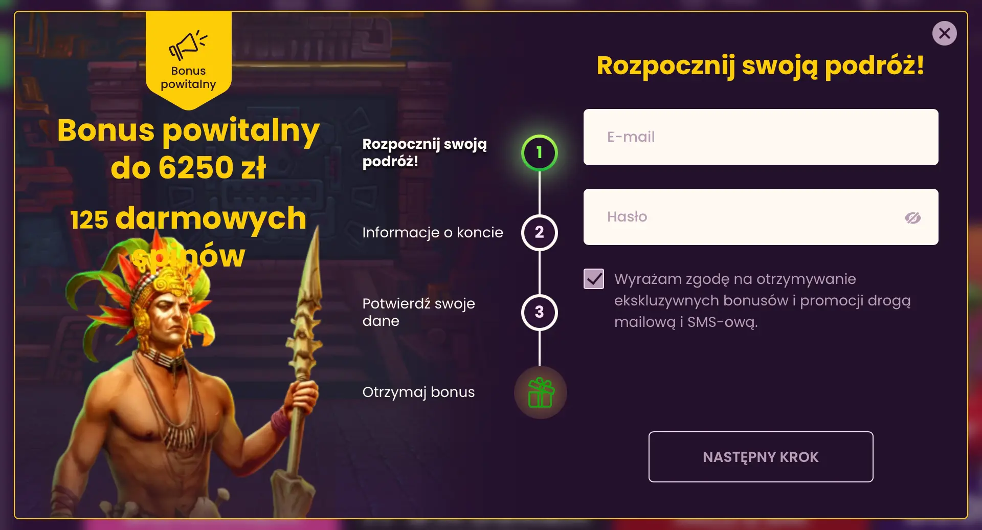 Rejestracja w Bizzo Casino