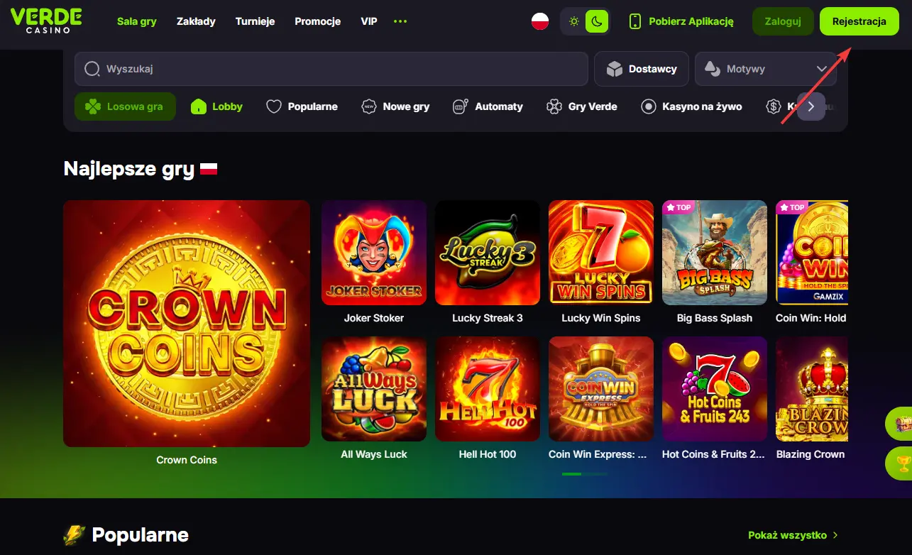 Rejestracja w Verde Casino
