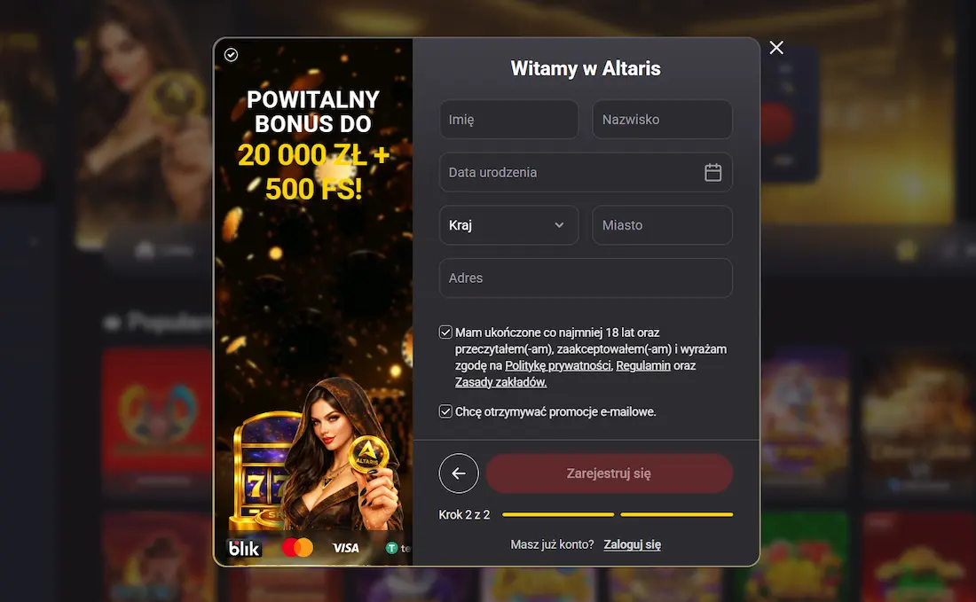 altaris-casino-rejestracja-krok-2
